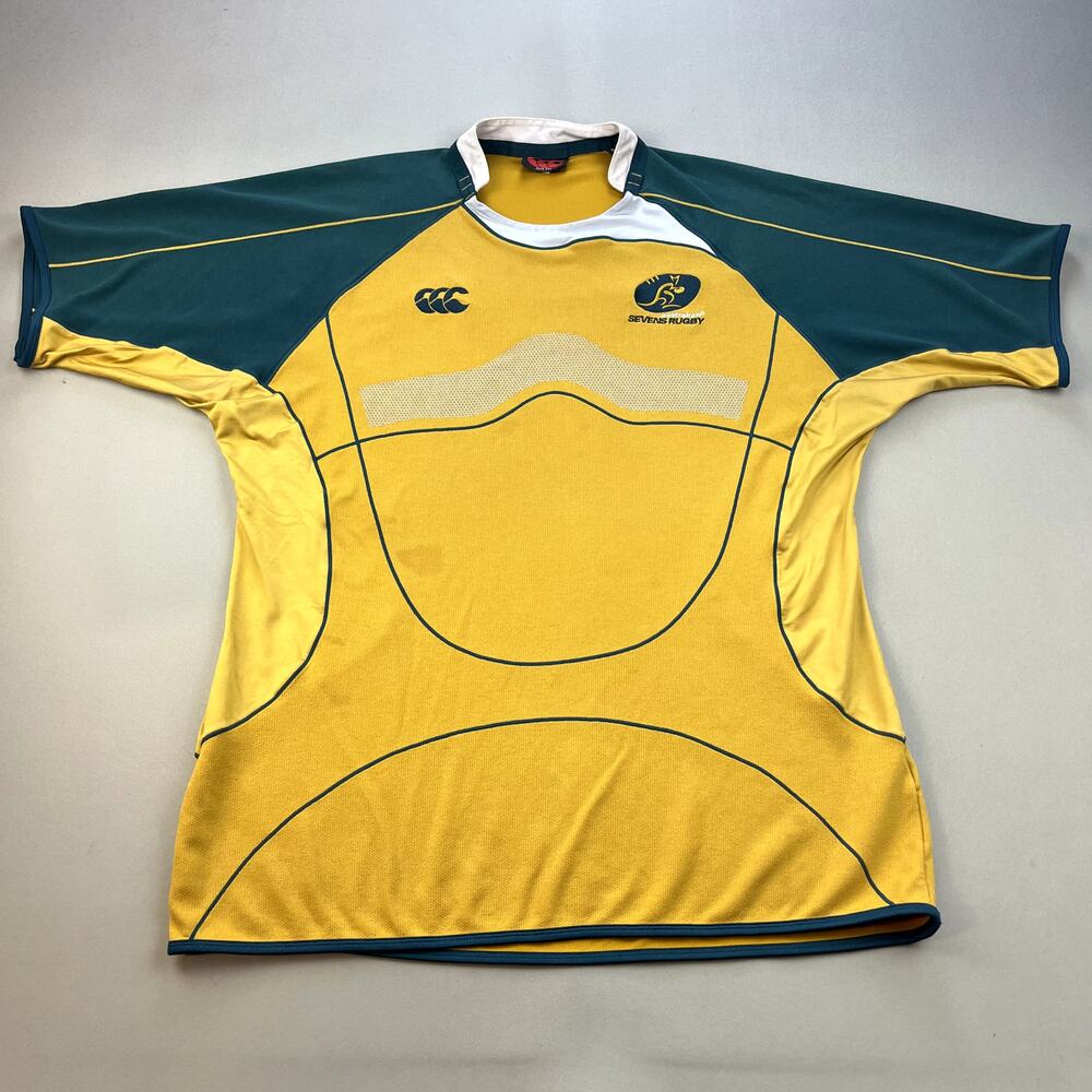 Vintage Australian Sevens Rugby Shirt Adult XXL Yellow Canterbury Wallabies